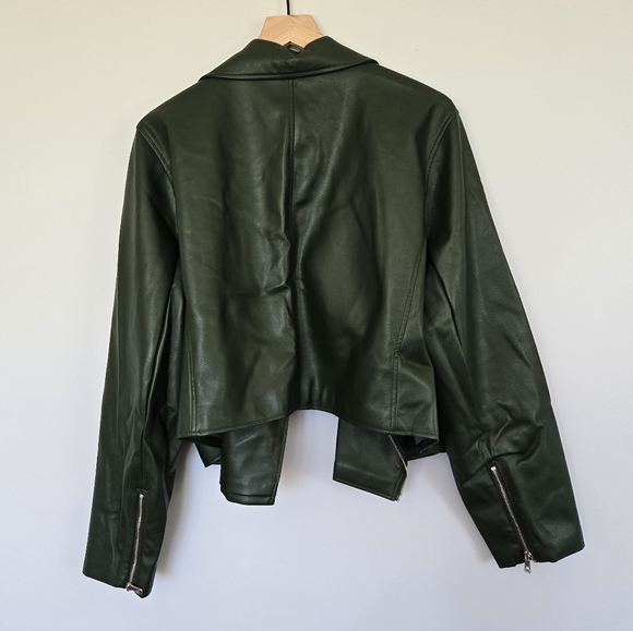 Eloquii Dark Green Vegan Leather Moto Jacket Size 26/28 - Picture 2 of 4